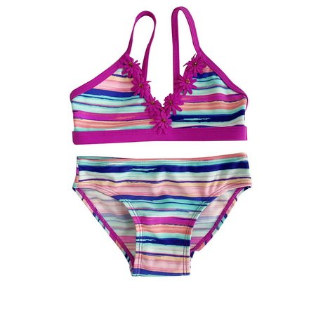 Colorful Striped Printing Bikini Swimwear Set