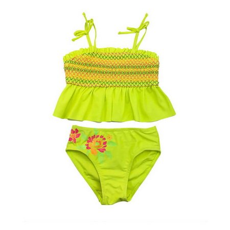 Girl's Frill Tankini Top And Floral Briefs